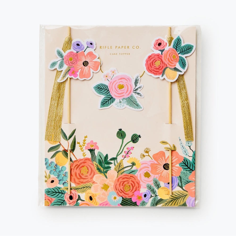 Rifle nwt Paper Co. garden party Floral Cake Topper with Gold and Pink Accents